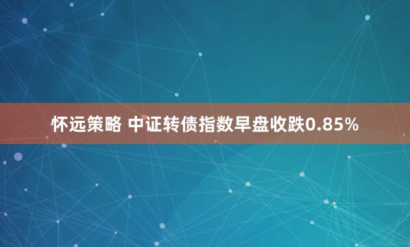 怀远策略 中证转债指数早盘收跌0.85%
