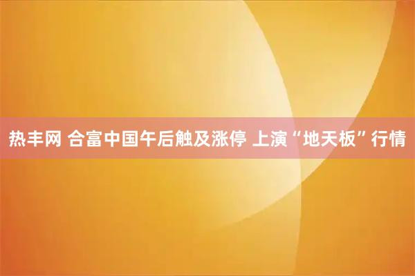 热丰网 合富中国午后触及涨停 上演“地天板”行情