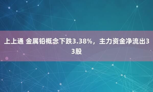 上上通 金属铅概念下跌3.38%，主力资金净流出33股