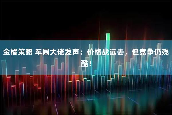 金橘策略 车圈大佬发声：价格战远去，但竞争仍残酷！